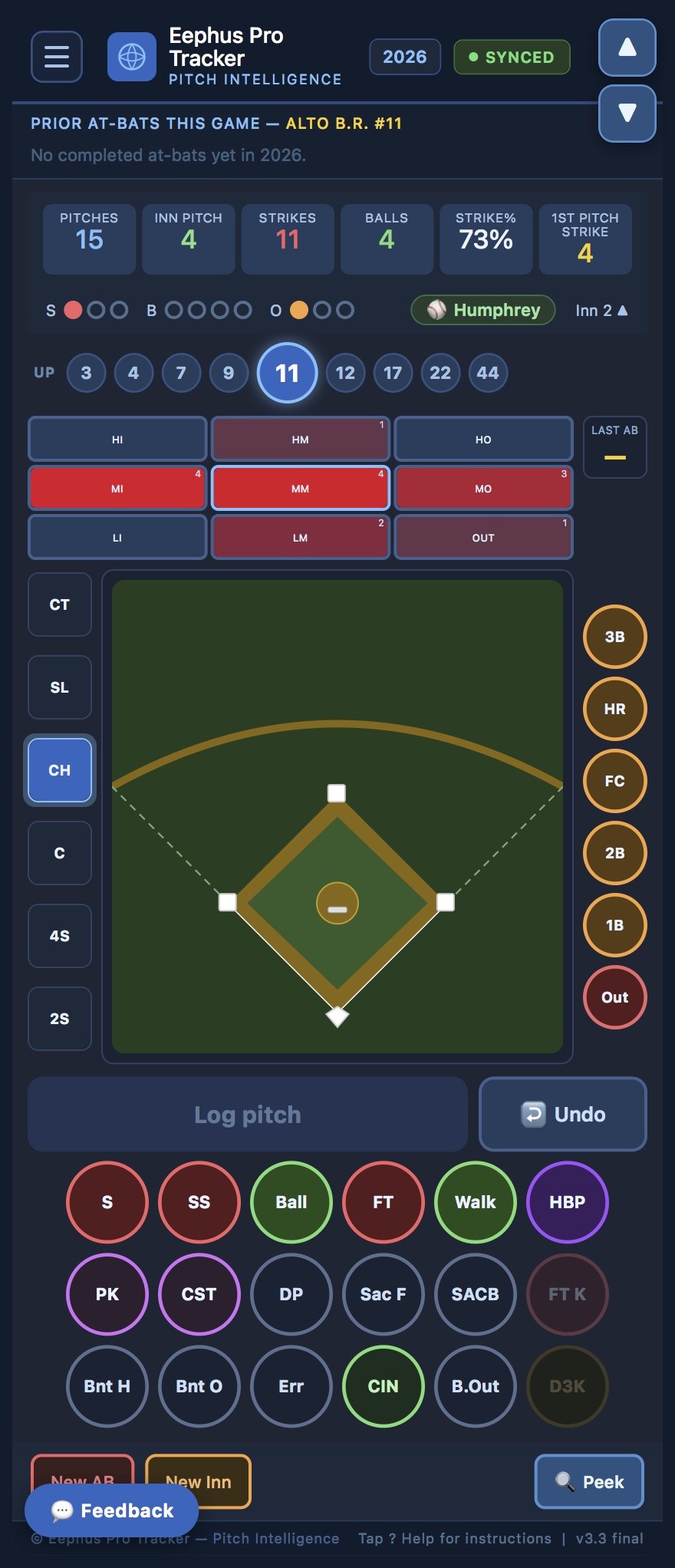 Eephus Pro charting a live game on a phone